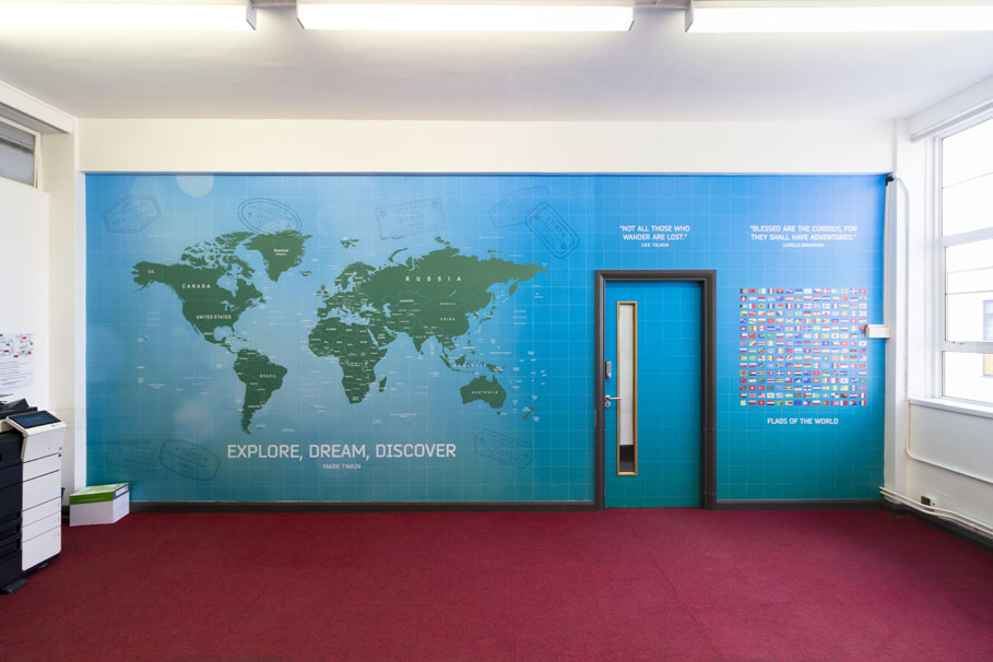 Townley Grammar School – magnetic map wall