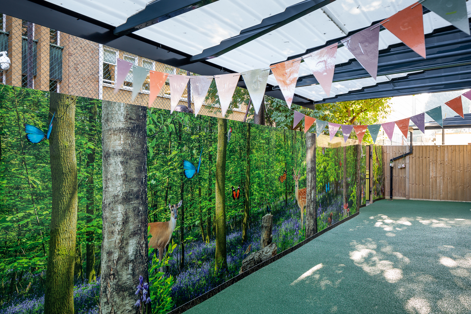 One World Montessori Nursery Outdoor Woodland Wall Art